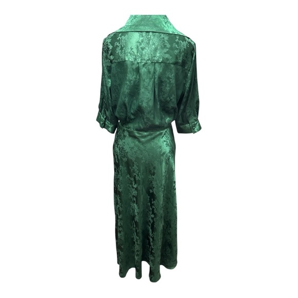 Ronny Kobo Carol Collared Faux Wrap Maxi Dress In Green Size Large - Picture 9 of 14